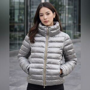 SAVE THE DUCK Women’s Elsie Metallic Gray Short Puffer Jacket Size XXL